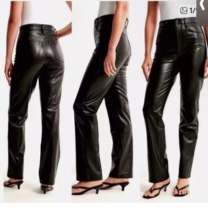 Abercrombie & Fitch 90s straight Black High-Rise Vegan Leather Pants. Like new